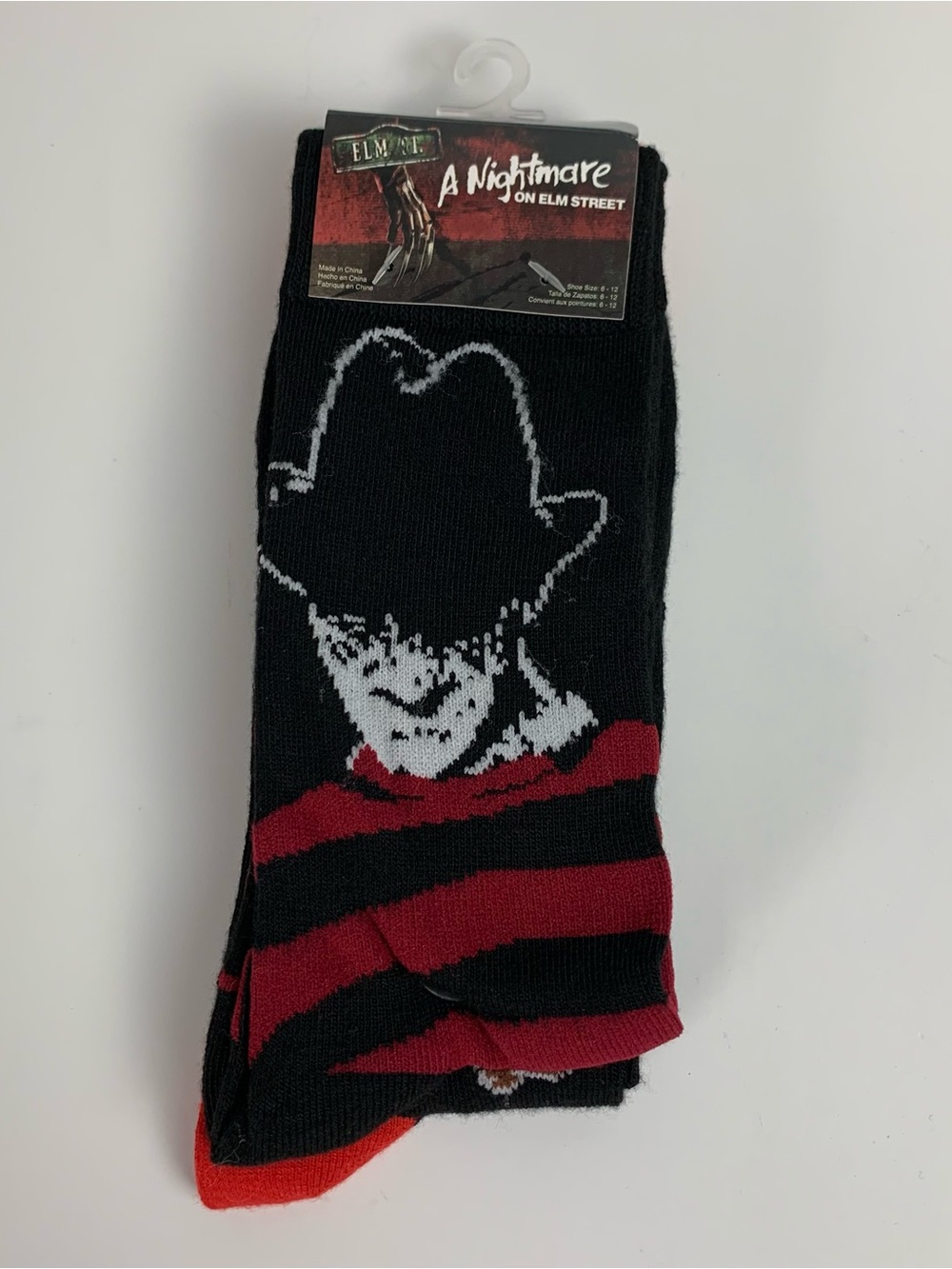 A Nightmare on Elm Street Freddy Krueger Crew Socks 2-Pack Shoe Size 6-12